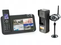 Kit Interphone vidéo  DECT + vidéosurveillance, 1 platine + 1 caméra, 1 platine + 1 caméra